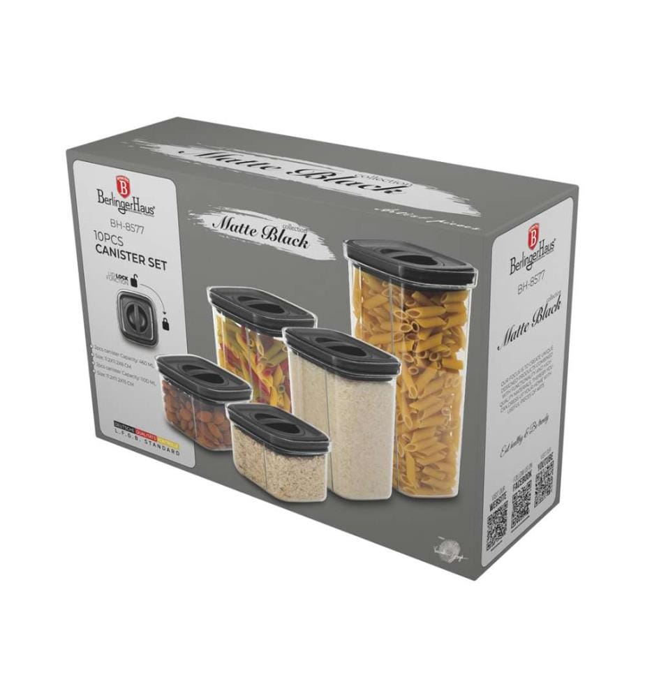 10-teiliges Vorratsdosenset, Matte Black Collection - Matt Black