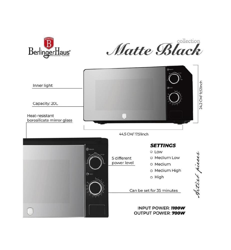 Mikrowelle 20L Black Silver Collection