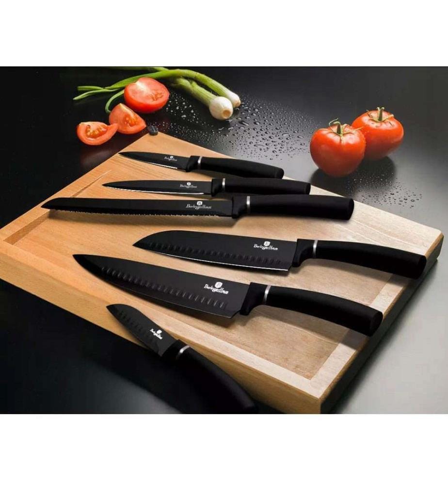 Messerset 8-teilig mit Acrylblock – Black Silver