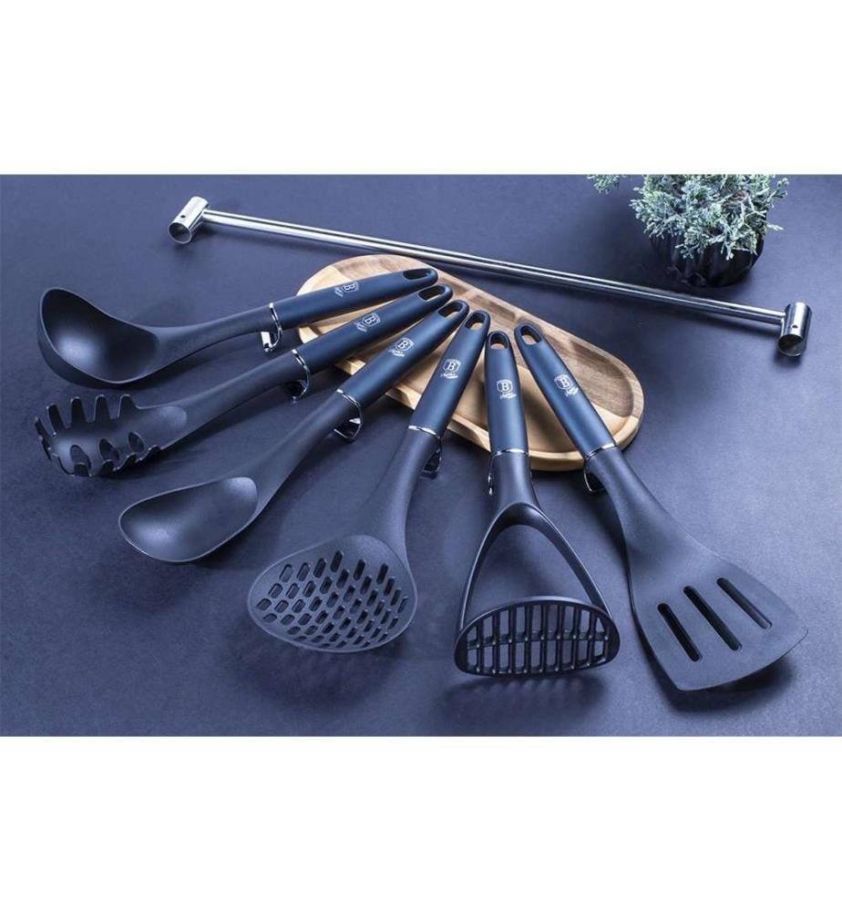 7-teiliges Küchenutensilien-Set mit Edelstahlhaken - Marine