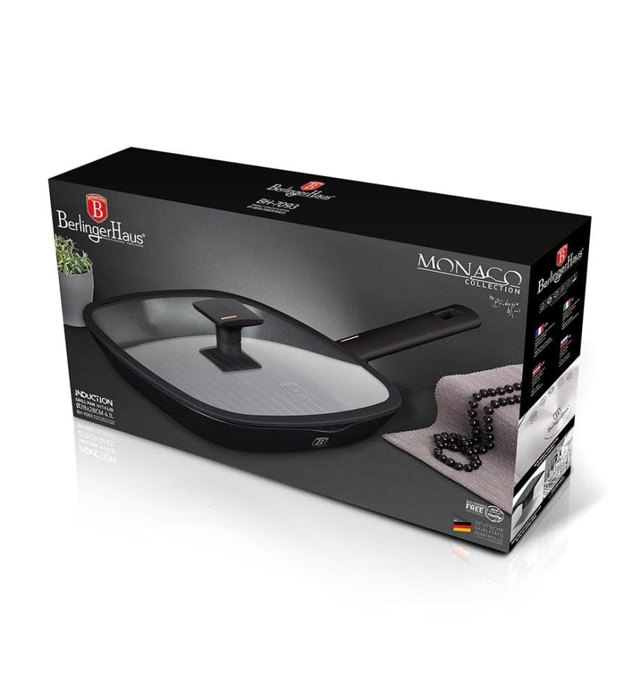Grillpfanne mit Deckel 28 cm Collection Monaco - Schwarz