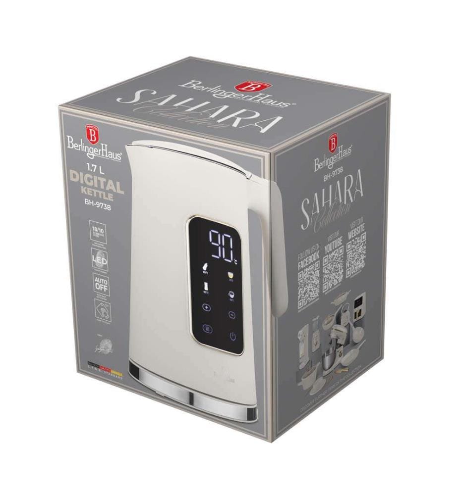 Wasserkocher 1.7L mit Digitalanzeige creme matt – Sahara