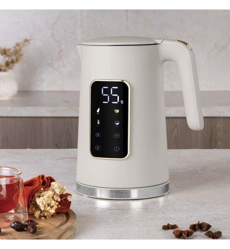 Wasserkocher 1.7L mit Digitalanzeige creme matt – Sahara