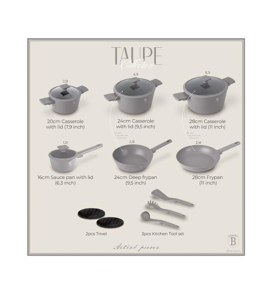 15-teiliges Kochgeschirr-Set, Taupe Collection - Matt