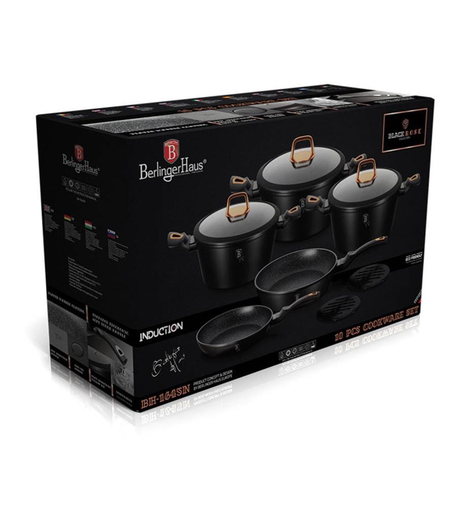 10-teiliges Kochgeschirr Black Rose Collection - Schwarz und Roségold