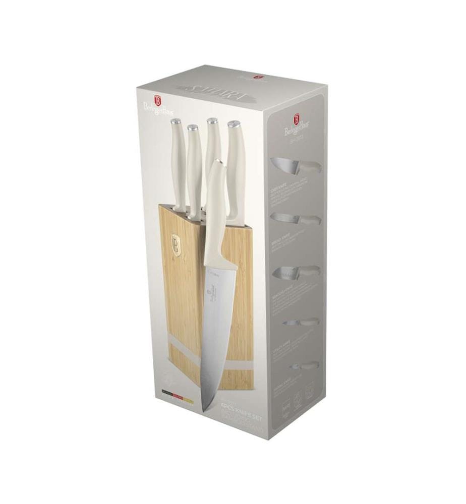 6-teiliges Messerset mit Messerblock, Sahara Collection - Matt Cream