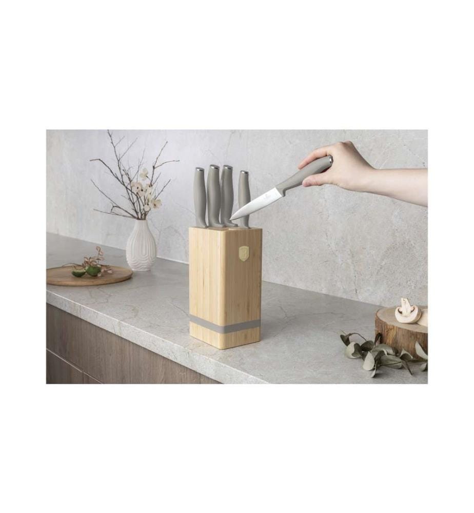 6-teiliges Messerset mit Messerblock, Sahara Collection - Matt Cream