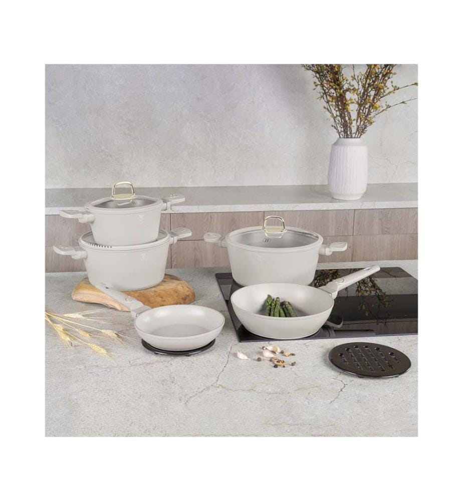 10-teiliges Kochgeschirr-Set, Sahara Collection - Matt Cream