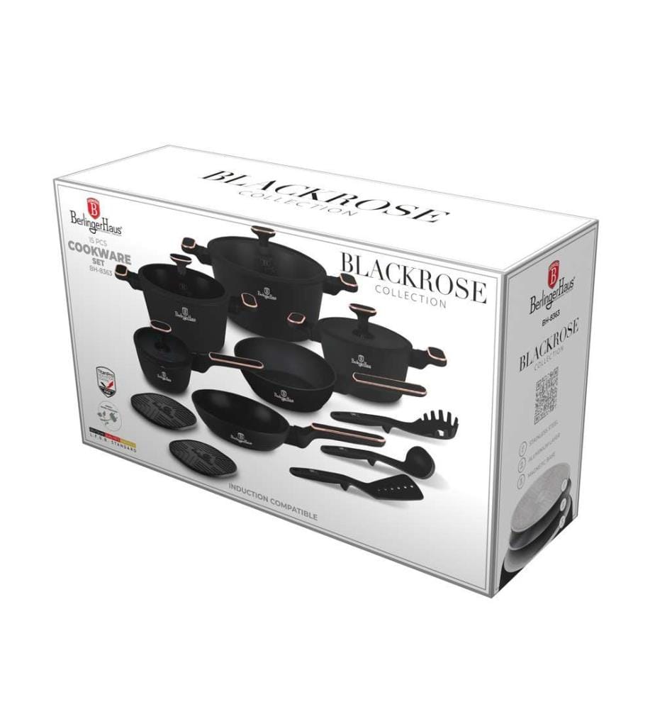 Kochgeschirrset PRO 15-teilig – Black Rose