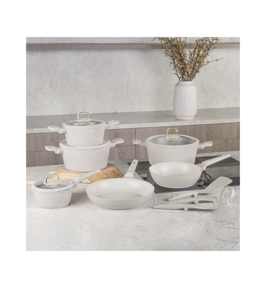 15-teiliges Kochgeschirr-Set, Sahara Collection - Matt Cream