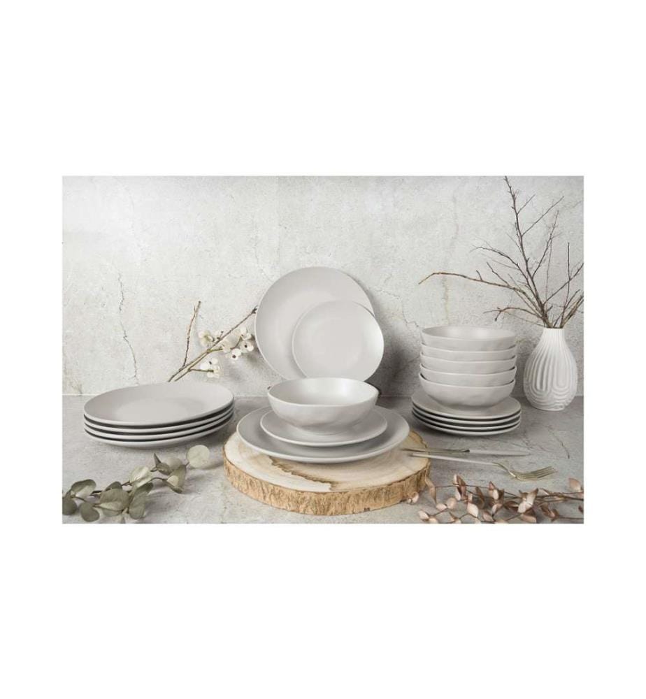 18-teiliges Tellerset, Sahara Collection - Matt Cream