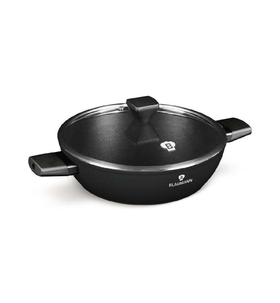  Flache Kasserolle Mit Deckel 28Cm Collection Schwarz Silber