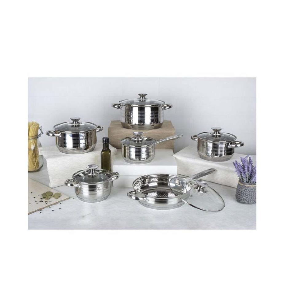 12-teiliges Topfset Edelstahl Gourmet Line Shiny
