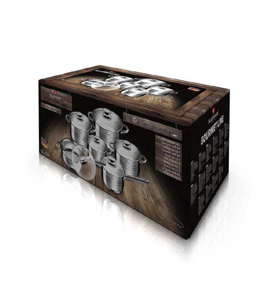 12-teiliges Topfset Edelstahl Gourmet Line Shiny