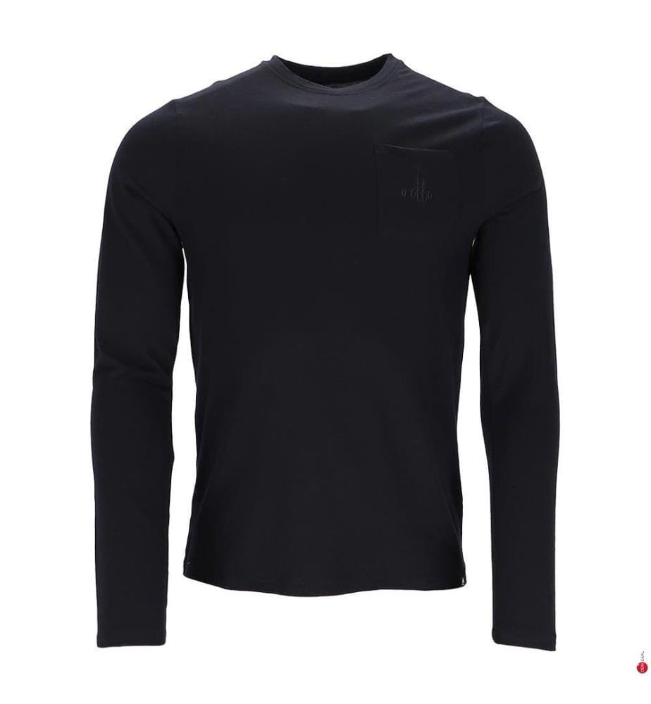 The Ascent Merino 200 Langarm-T-Shirt mit Tasche – Schwarz