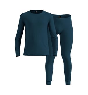 Set di biancheria intima termica in lana merino - Blu petrolio