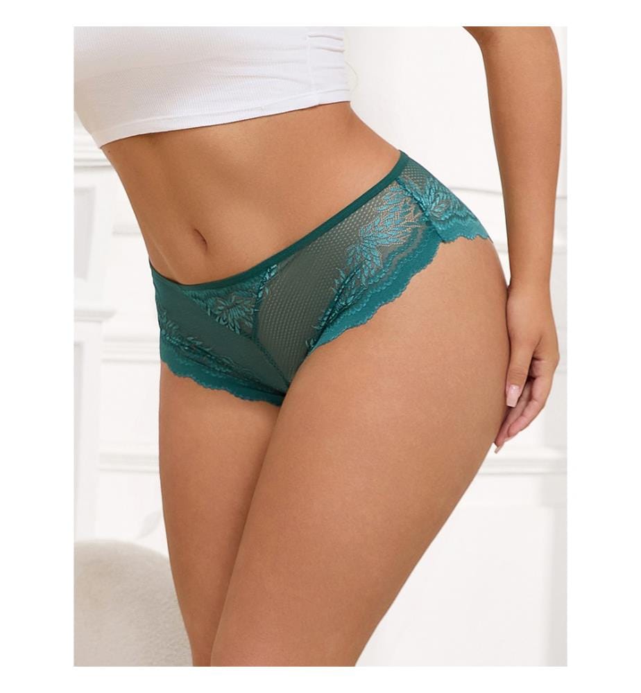 Slip mit Spitze, Öffnung, Herzring - Grün
