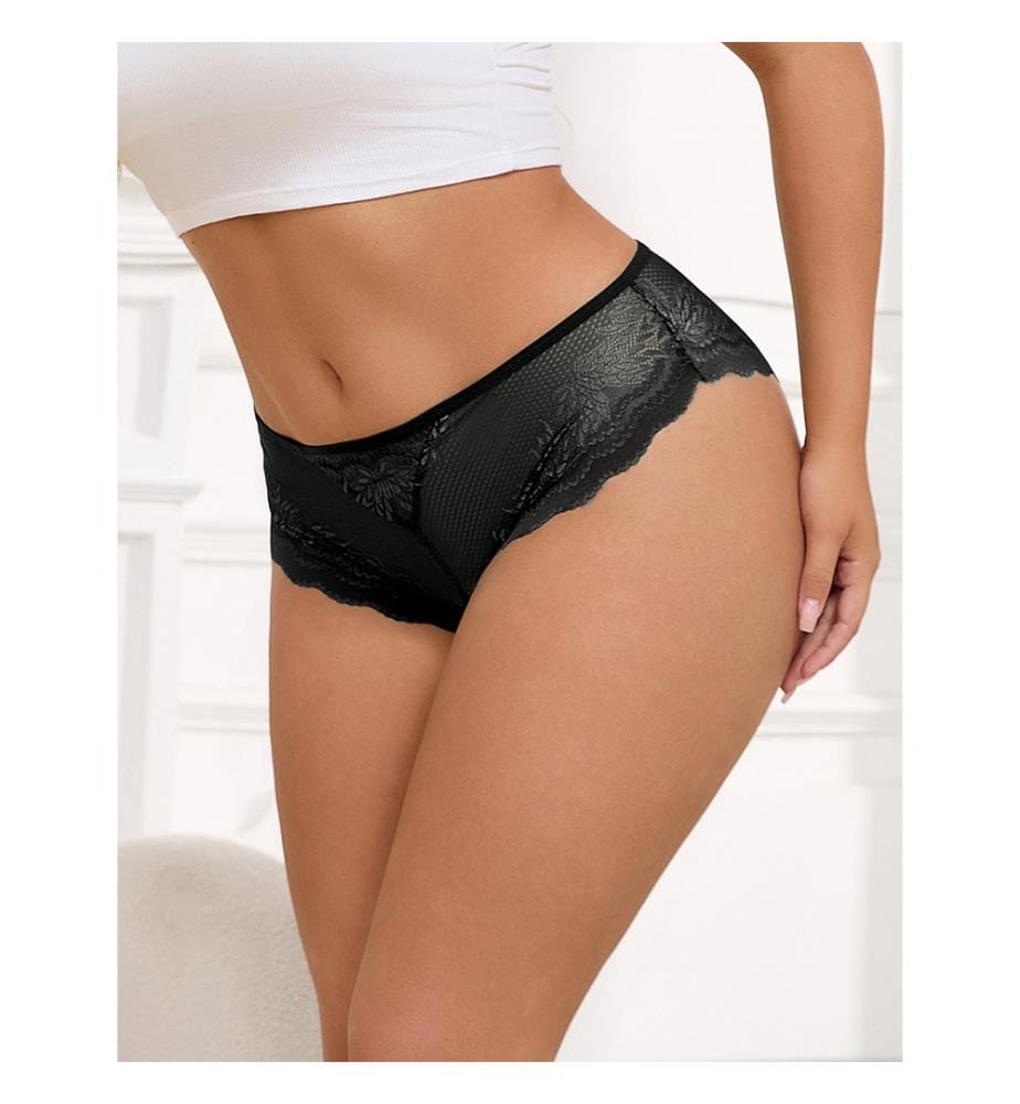 Slip mit Spitze, Öffnung, Herzring - Schwarz