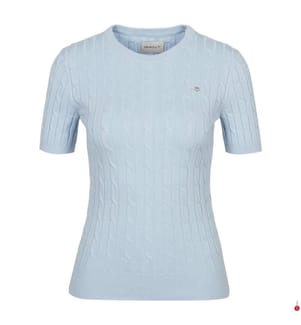 Stretch-Baumwoll-T-Shirt mit C-Ausschnitt - Frisches Blau