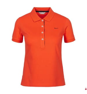 Piqué-Poloshirt mit Kontrastkragen - Orange Rot