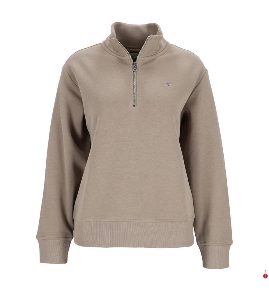 Shield Half Zip Pullover - Beige Taupe