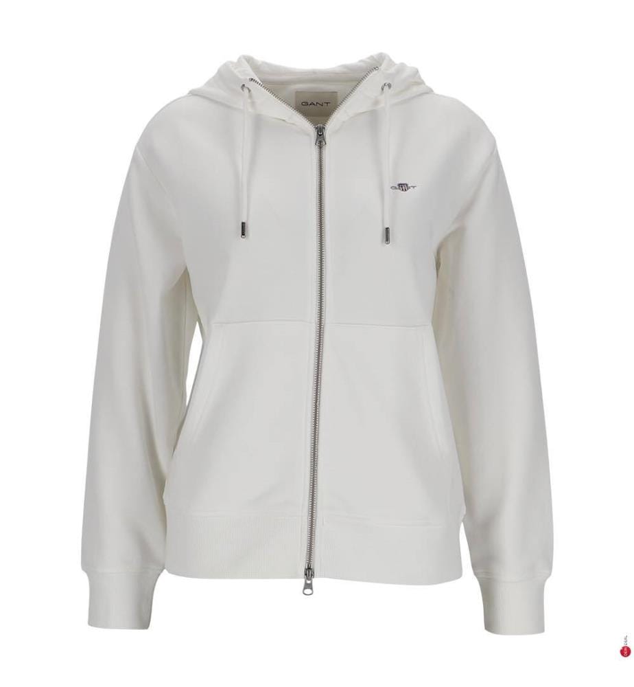 Sweat à capuche zippé Shield - Écru / Blanc Cassé