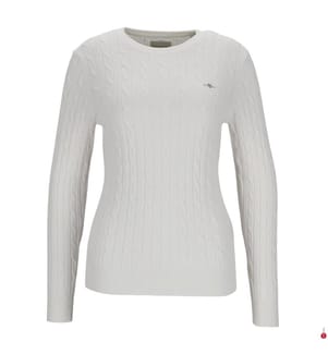 Rundhals-Twist-Pullover aus Stretch-Baumwolle - Ecru / Gebrochenes Weiss