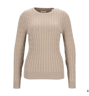 Rundhals-Twist-Pullover aus Stretch-Baumwolle - Beige Taupe