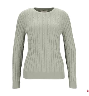 Rundhals-Twist-Pullover aus Stretch-Baumwolle - Verwaschenes Salbeigrün