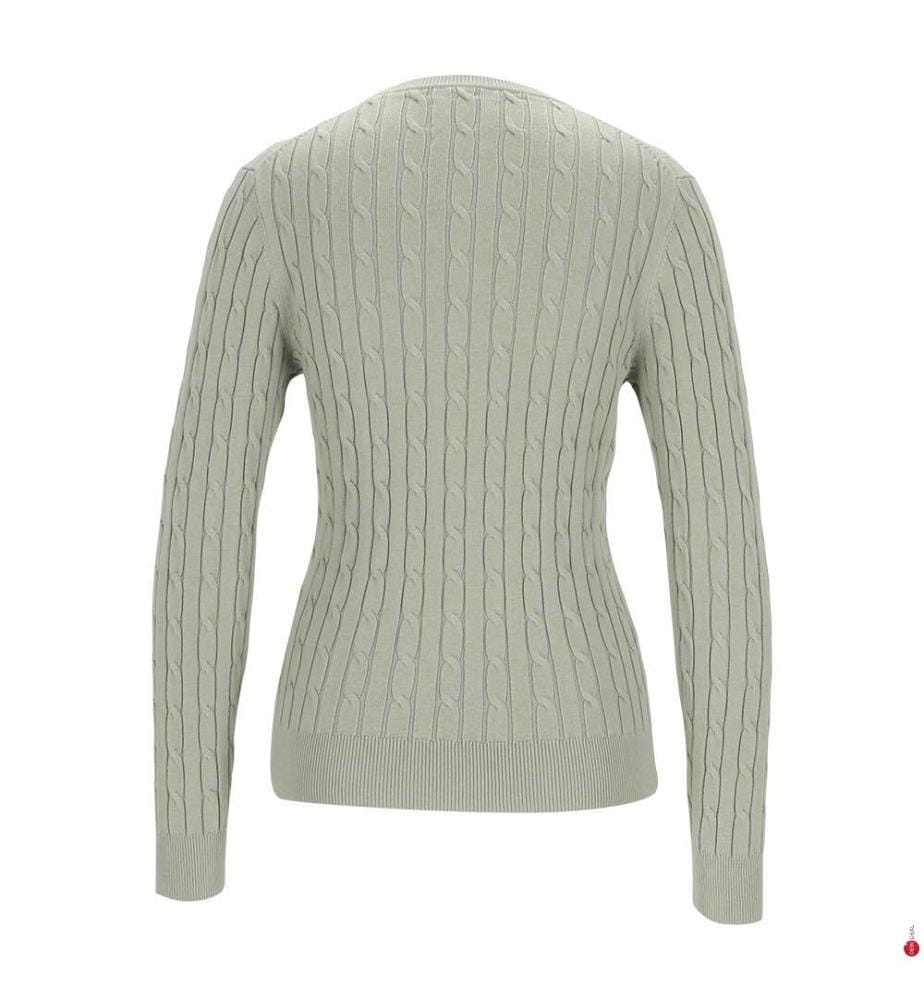Rundhals-Twist-Pullover aus Stretch-Baumwolle - Verwaschenes Salbeigrün