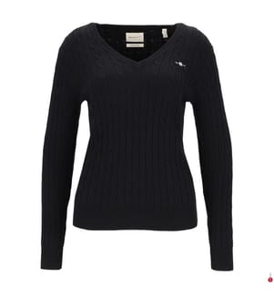 V-Neck Twist Pullover aus Stretch-Baumwolle - Schwarz