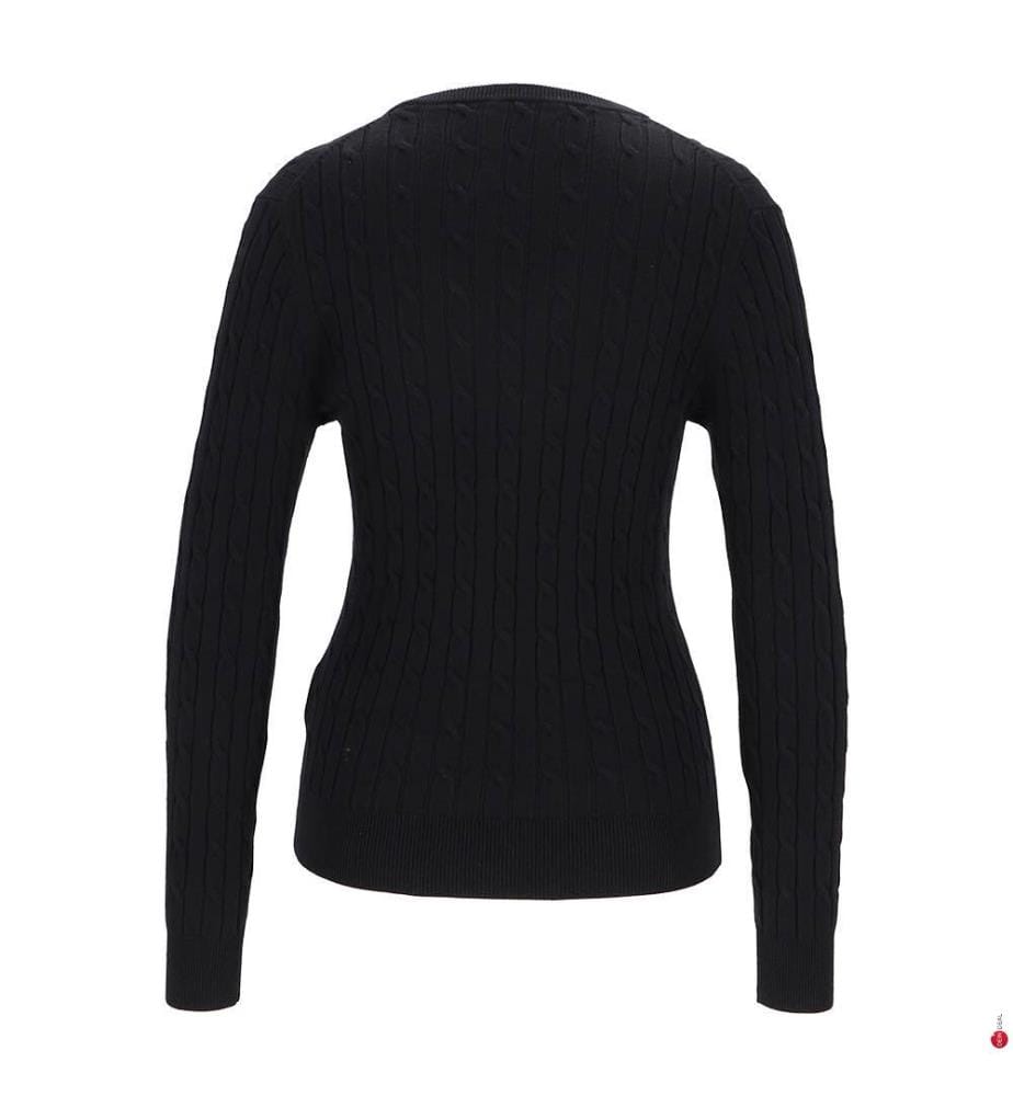 V-Neck Twist Pullover aus Stretch-Baumwolle - Schwarz