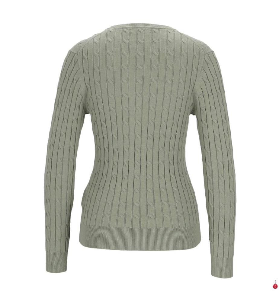 V-Neck Twisted Pullover aus Stretch-Baumwolle - Verwaschenes Salbeigrün