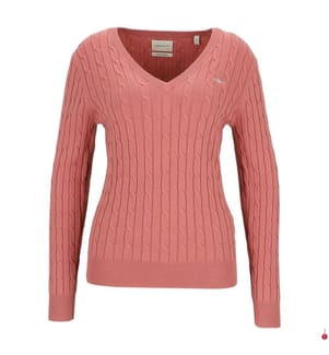 V-Neck Twisted Pullover aus Stretch-Baumwolle - Stonewashed / Stone Red