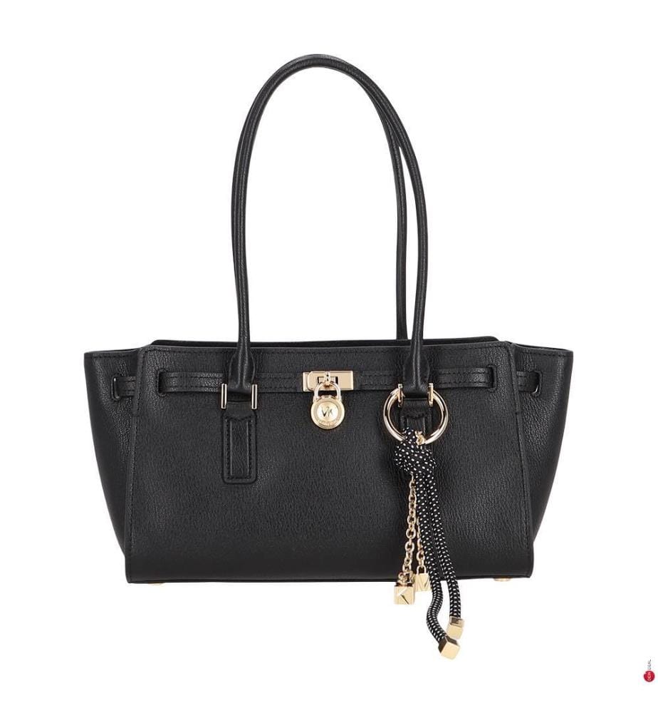 Borsa a spalla stile tote con chiusura magnetica, Nera