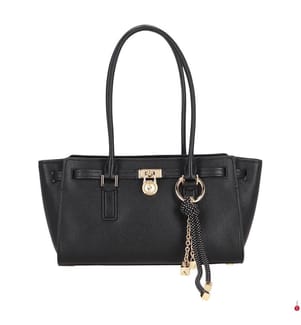 Schultertasche mit Magnetverschluss, Schwarz