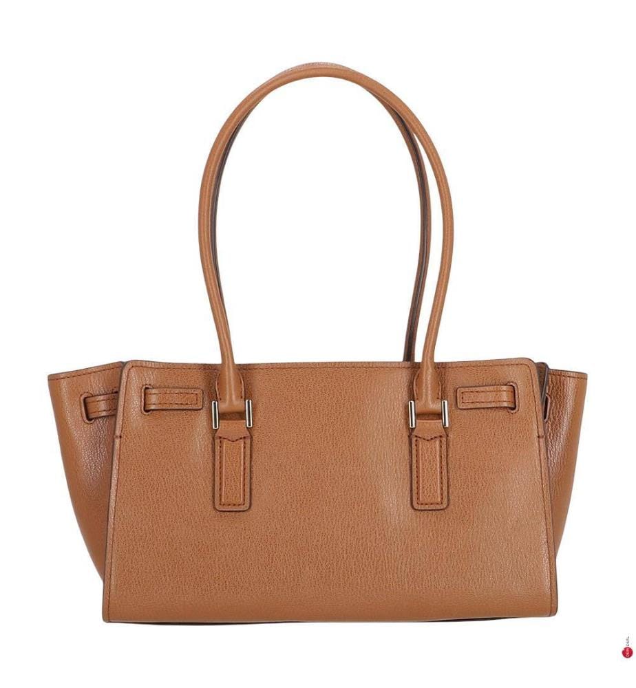 Hamilton Moderne Kleine Ledersatchel-Tasche mit Kettenanhänger-Detail, Braun