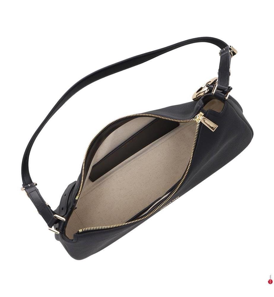 Echte Lederhandtasche, Schwarz
