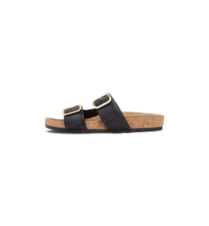 Sandalen aus Leder und Kork - Schwarz