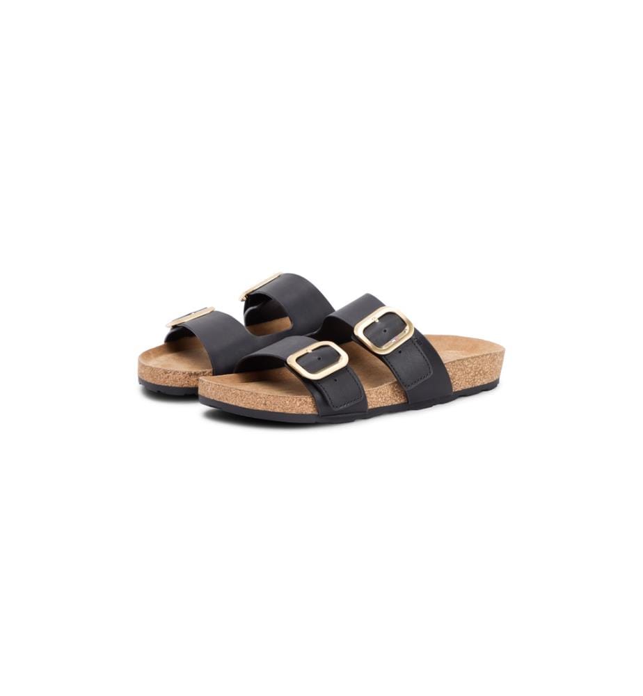 Sandalen aus Leder und Kork - Schwarz