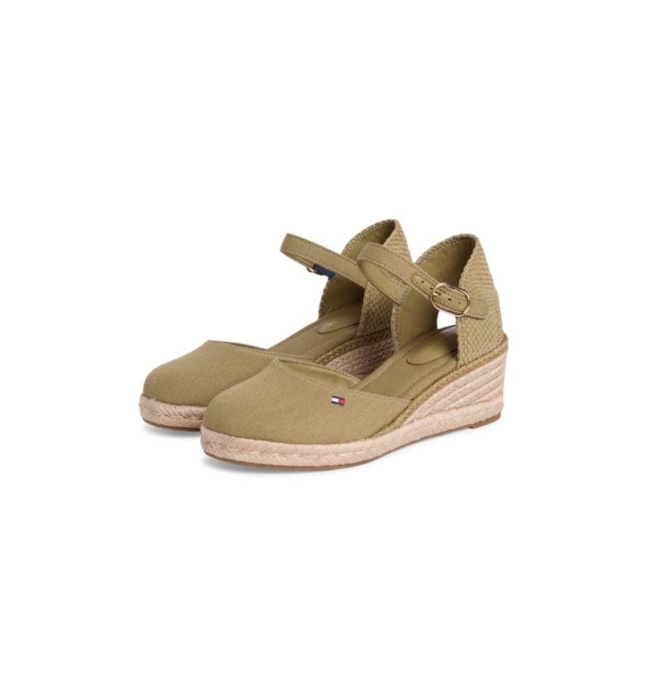 Canvas-Keilpumps - Olive