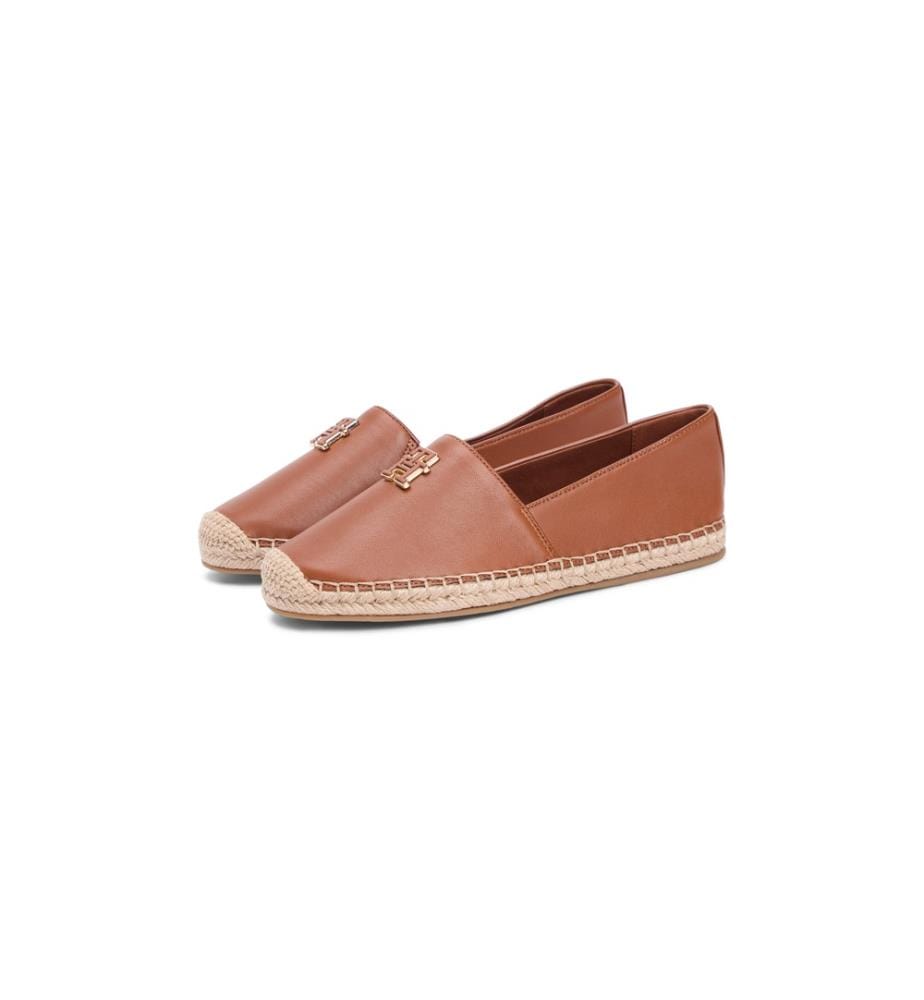 Leder-Espadrilles mit TH-Monogramm - Braun