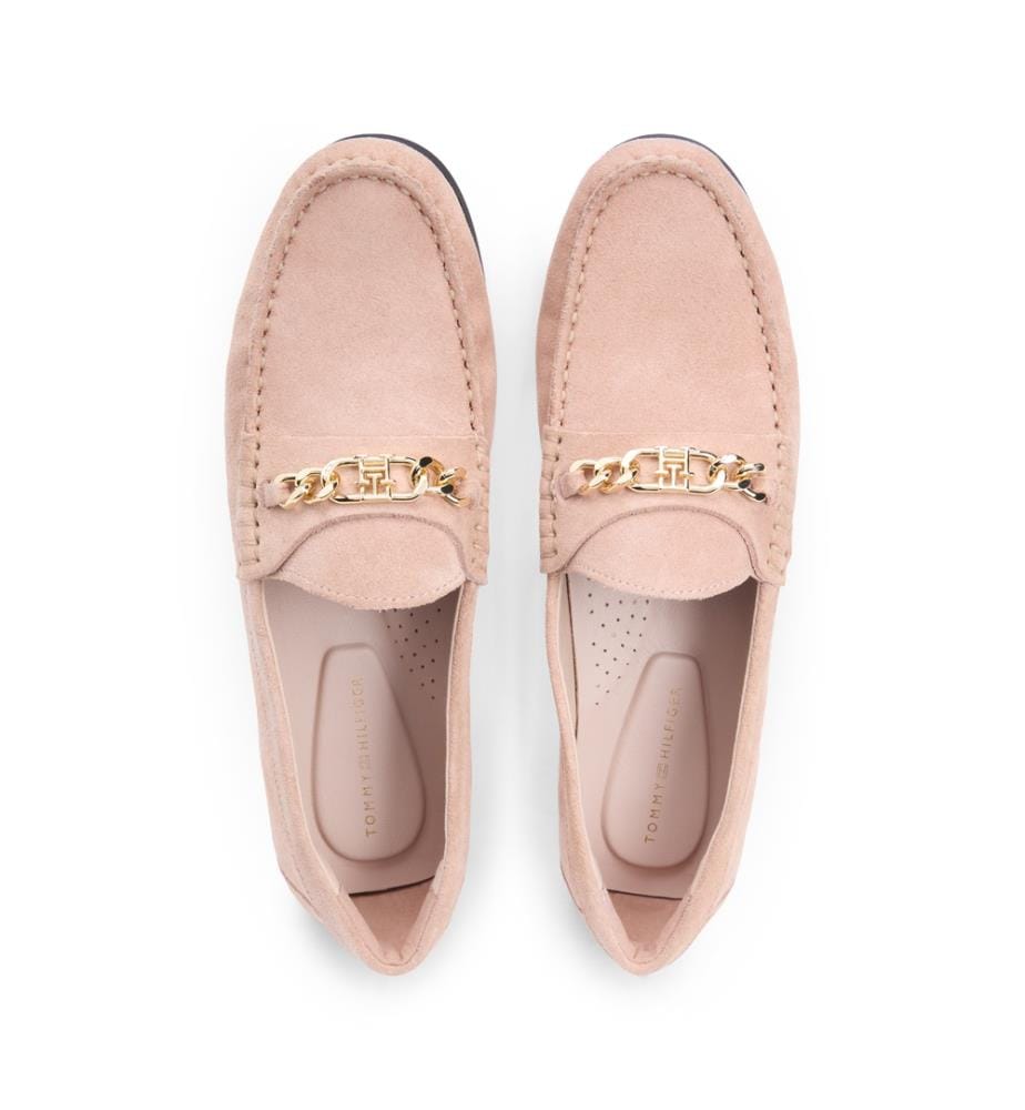 Mocassins en daim à chaîne - Beige