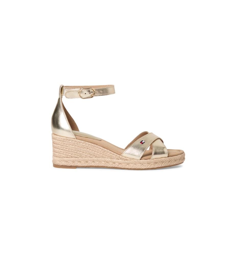 Espadrilles Compensées en Cuir Métallisées - Doré