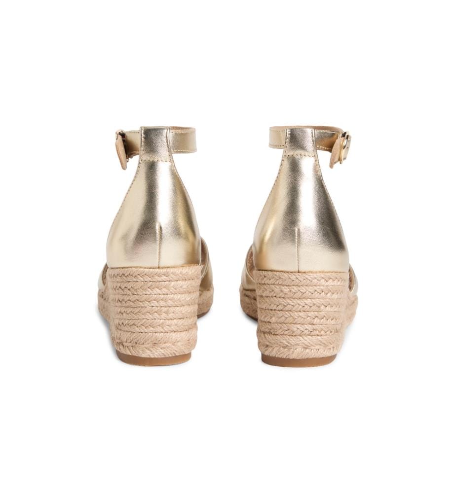 Espadrilles Compensées en Cuir Métallisées - Doré