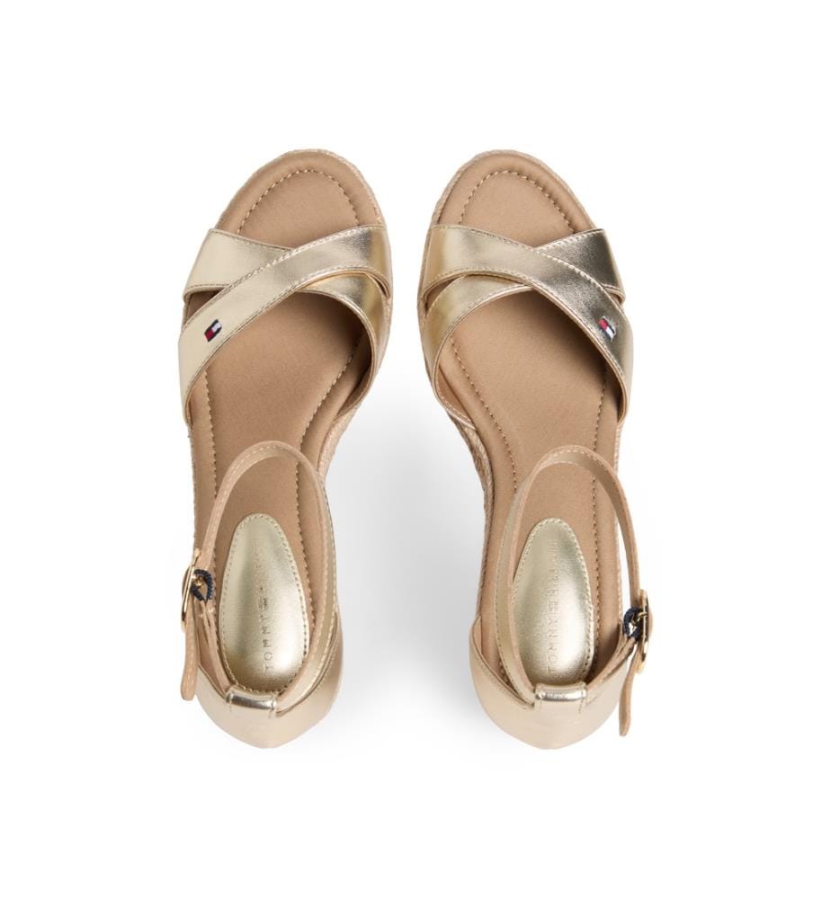 Espadrilles Compensées en Cuir Métallisées - Doré