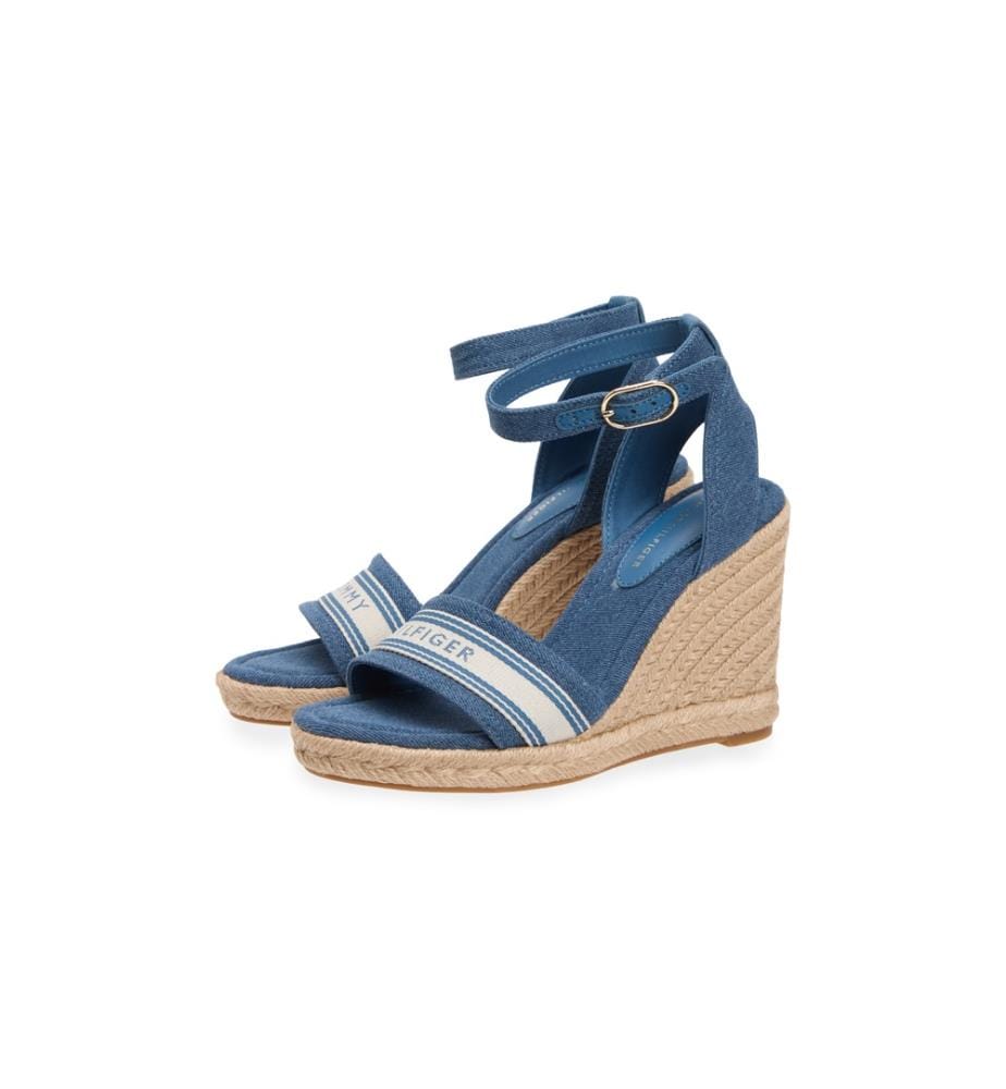 Espadrilles mit Keilabsatz aus Denim-Stoff – Blau