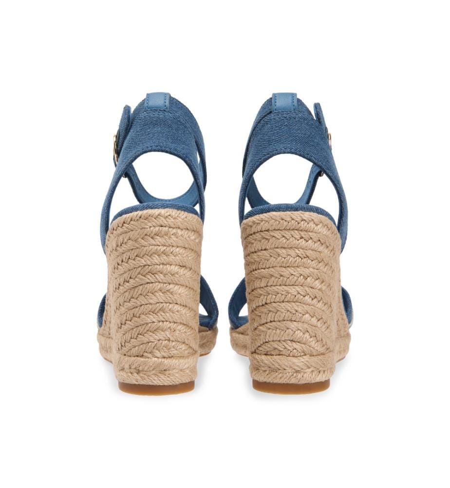 Espadrilles mit Keilabsatz aus Denim-Stoff – Blau