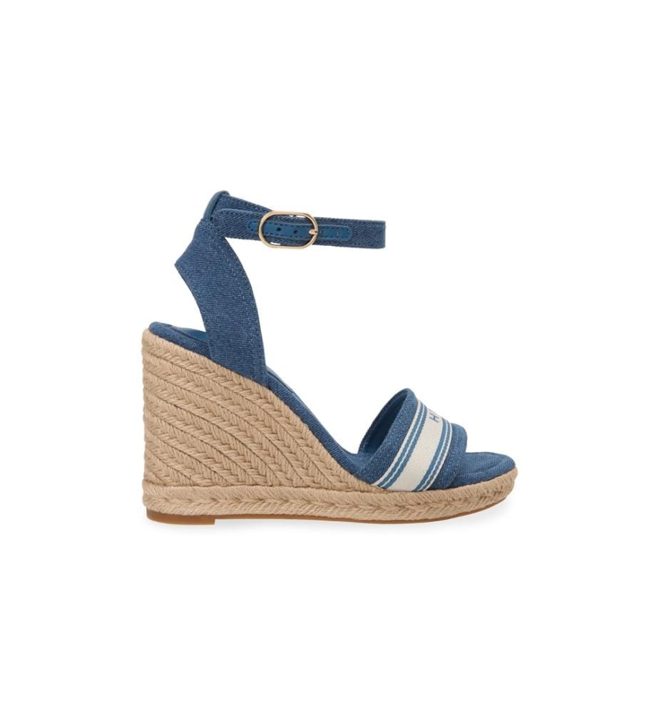 Espadrilles mit Keilabsatz aus Denim-Stoff – Blau