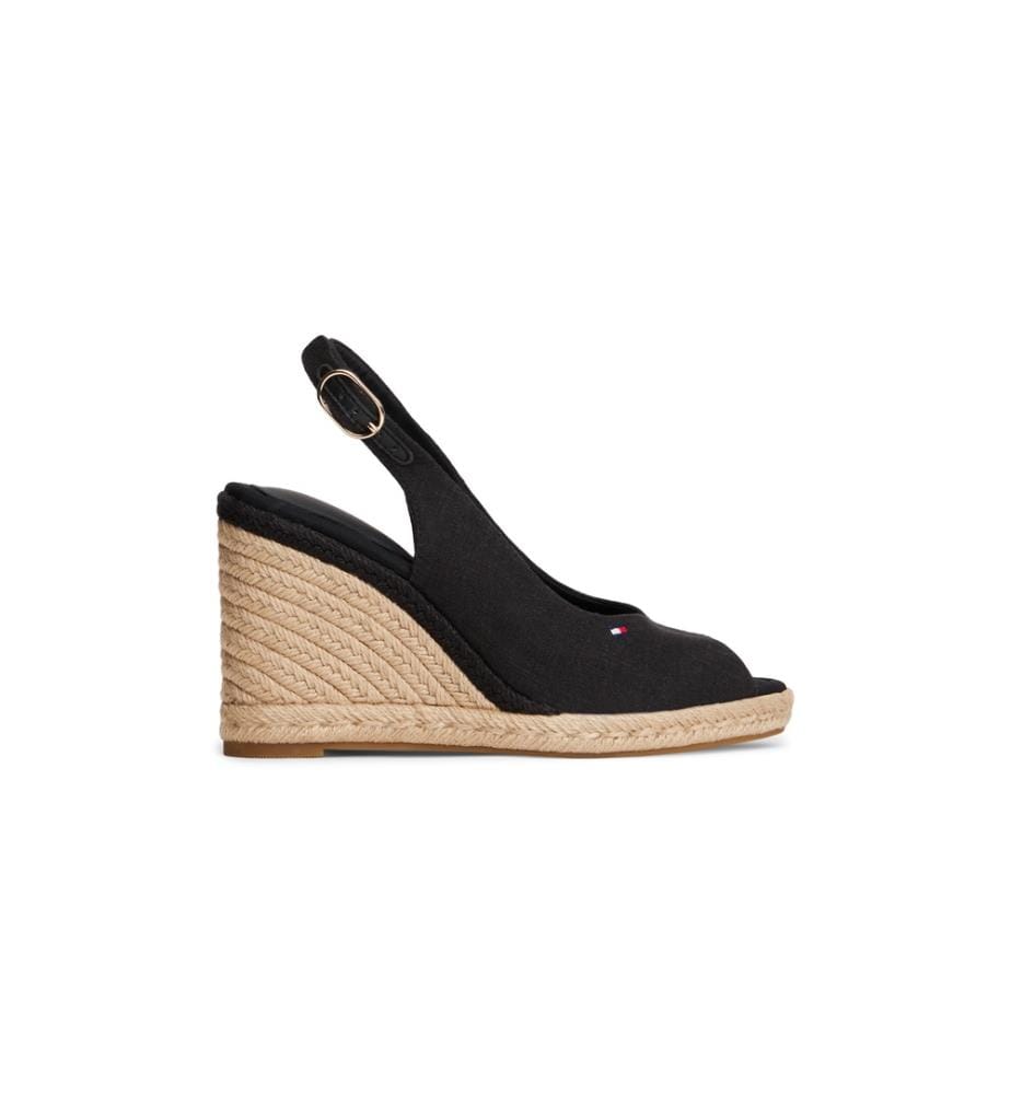 Espadrilles compensées en chanvre - Noir